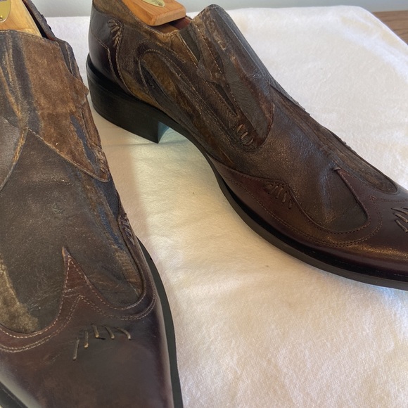 JO GHOST Brown Leather Slip On Men’s Dress ShoeMade in Italy EU 44 US 10.5 New! - Picture 6 of 10